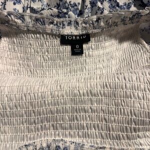 Torrid White and Blue Floral Midi Dress